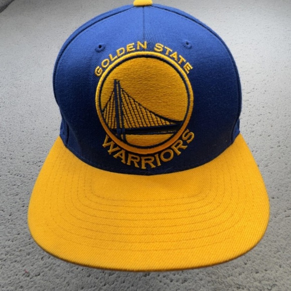 Golden State Warriors Hat Cap Snap Back Blue Yellow NBA Basketball Mitchell Ness - Picture 1 of 15